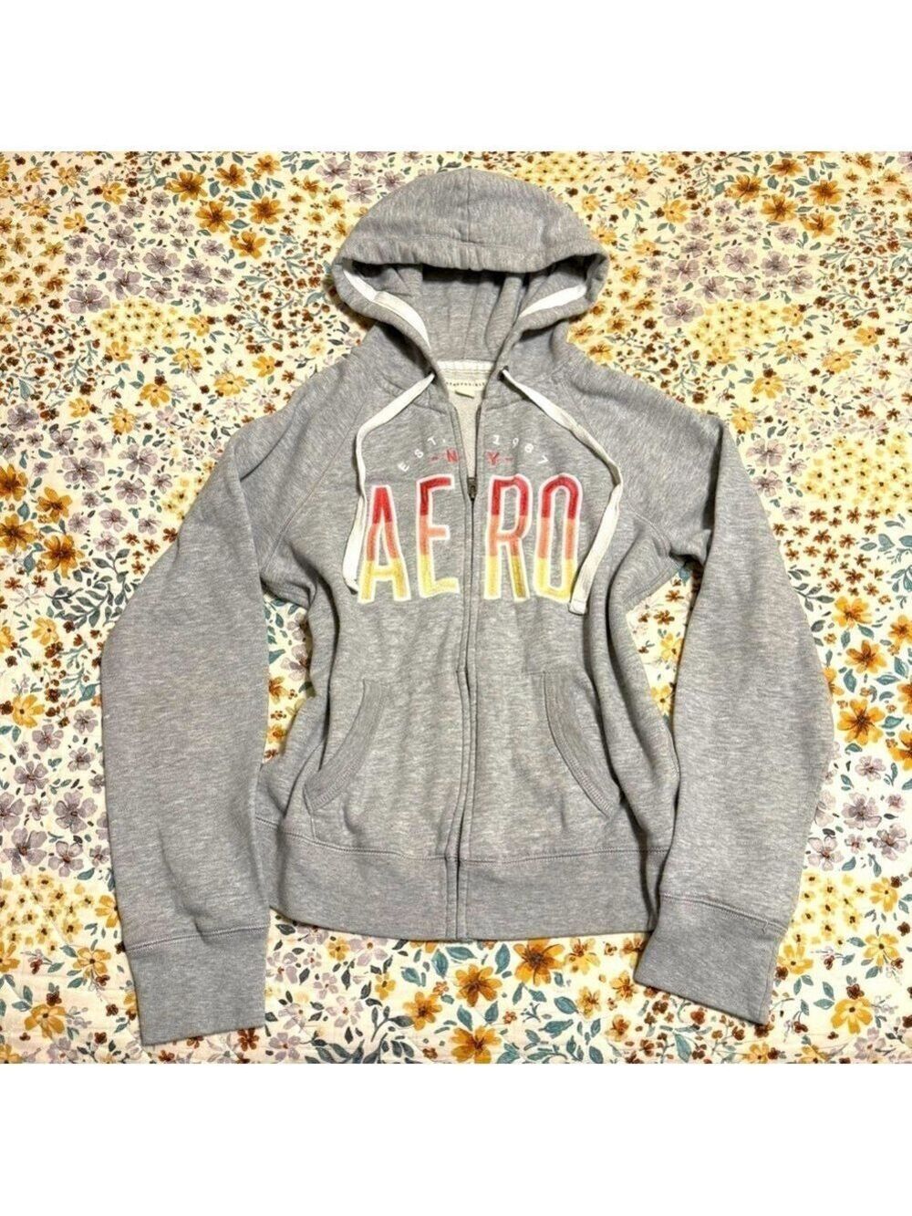 Y2K Grey Aeropostale zip-up hoodie